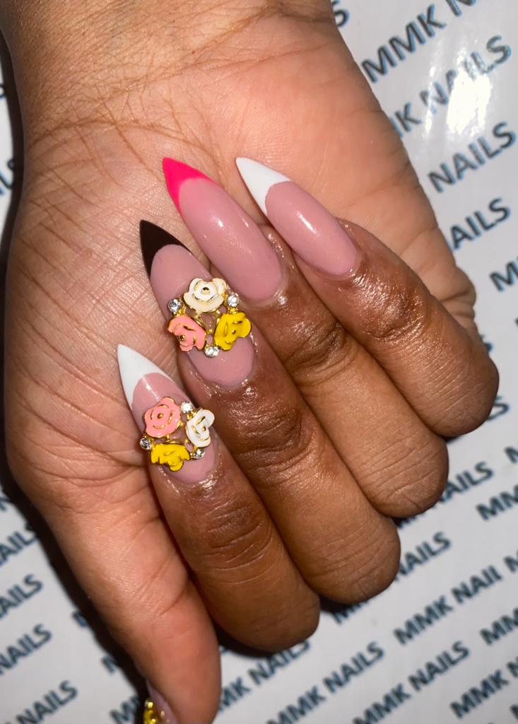 acrylic-nails-with-flower-gems