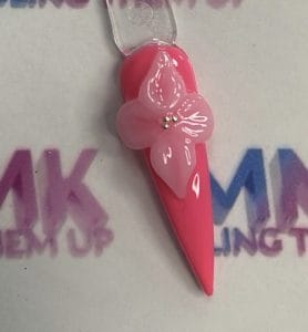 Pink 3D Gel Nail with flower design